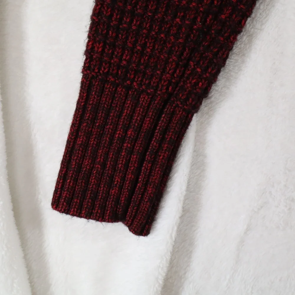 Bass Men's Size M Maroon Cable Knit Sweater – Cotton Blend Crewneck Pullover